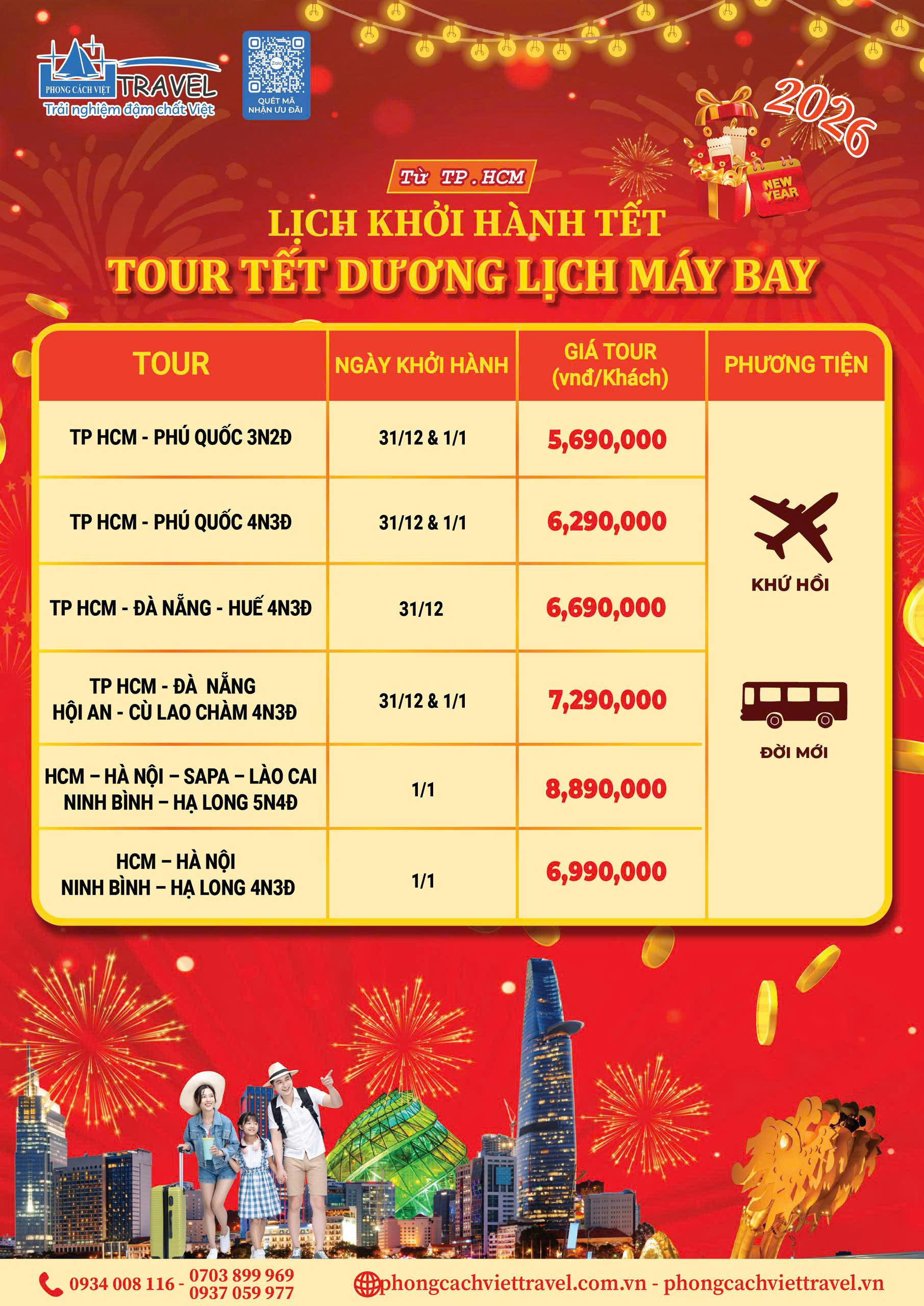 LỊCH KHỞI HÀNH TOUR MÁY BAY TẾT DƯƠNG LỊCH 2026 – KHÁM PHÁ MIỀN ĐẤT MỚI CÙNG PHONG CÁCH VIỆT TRAVEL